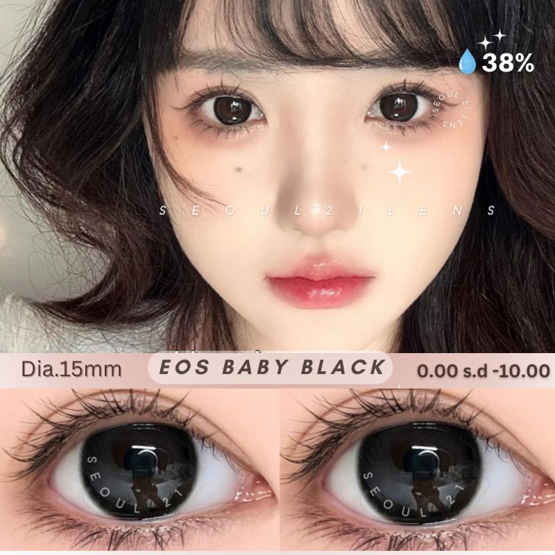 SOFTLENS EOS BABY BLACK HITAM NORMAL MINUS s.d 10.00 Softlen Minus Tinggi Dia.15mm Made In Korea