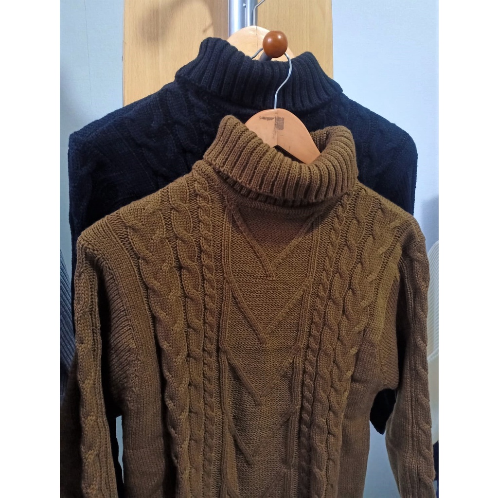 TURTLENECK Sweater Dewasa Kerah Tinggi Cable Knit Oversize [PREMIUM]