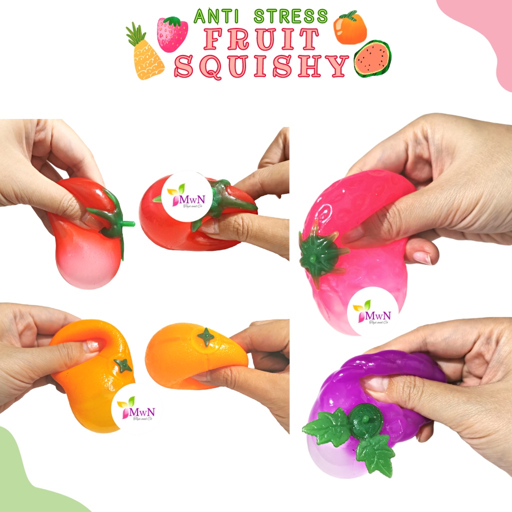 mwn Mainan Fruit Squishy Splash Ball / Bola Pencetan Anti Stress buaH