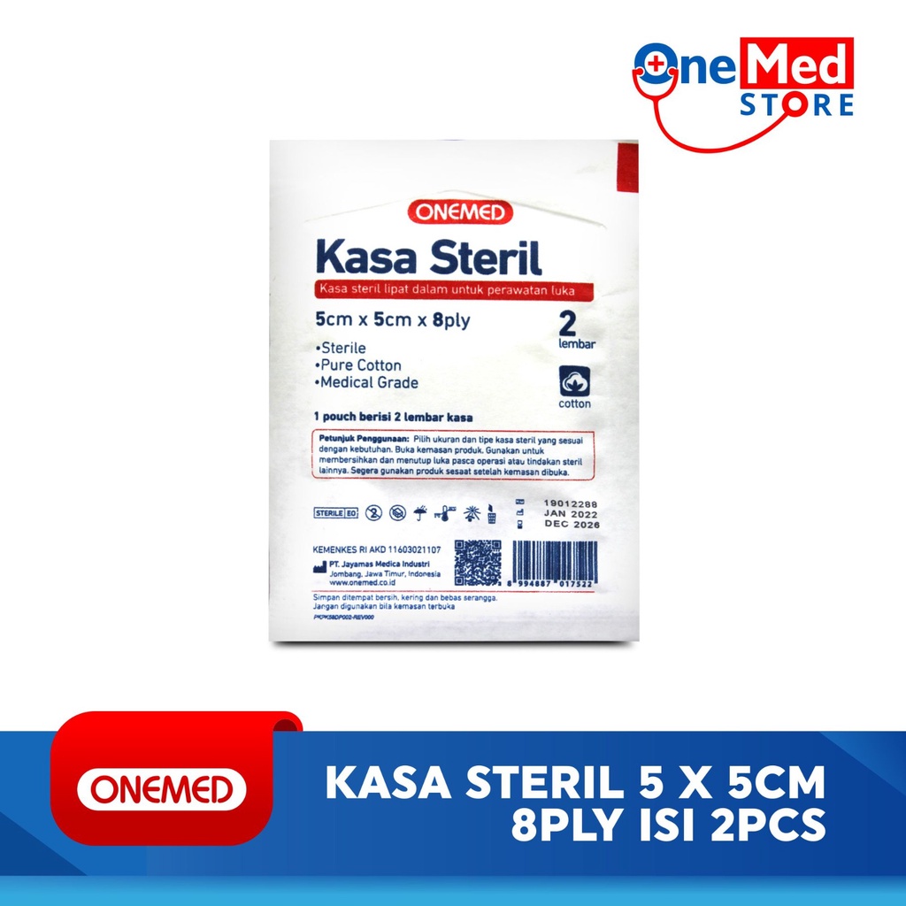 Kasa Steril 5 x 5 cm OneMed 8 ply Isi 2 Lembar OJ