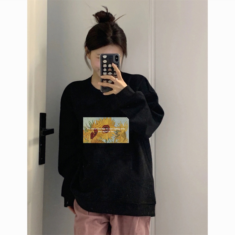 Sweeter korean style baju wanita baju sweater wanita sweater hitam/sweater putih