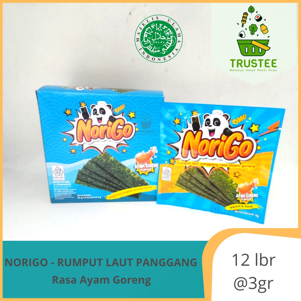 NORIGO Nori Sachet / Seaweed Snack / Camilan Rumput Laut Sachet Halal