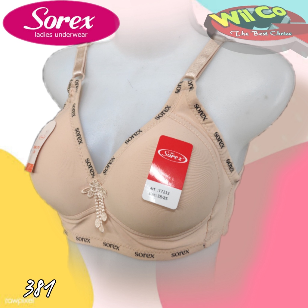 K381 - BRA/BH WANITA SOREX BUSA TANPA KAWAT CUP C SIZE 36C - 42C  TIGA PENGAIT