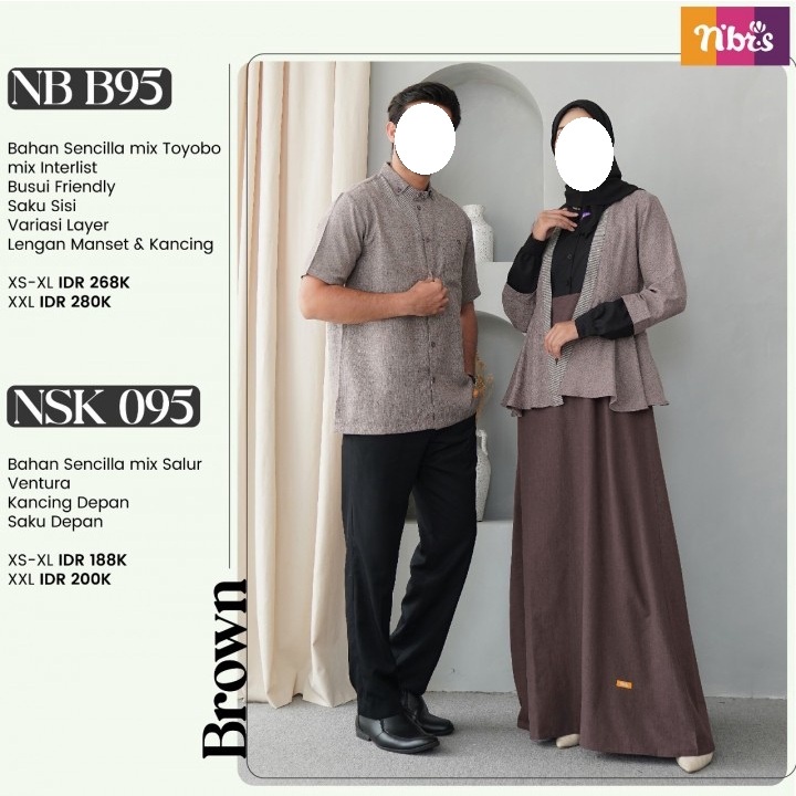 PROMO RAMADHAN-BAJU COUPLE NIBRAS NB B95 BROWN TERBARU 2023/GAMIS & KOKO NIBRAS KEKINIAN