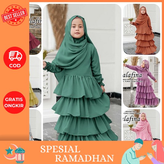 Kaluna Baju Gamis Dress Wanita Cewek Dewasa Remaja Anak Muslim Busui Kekinian Modern Simple Elegan M
