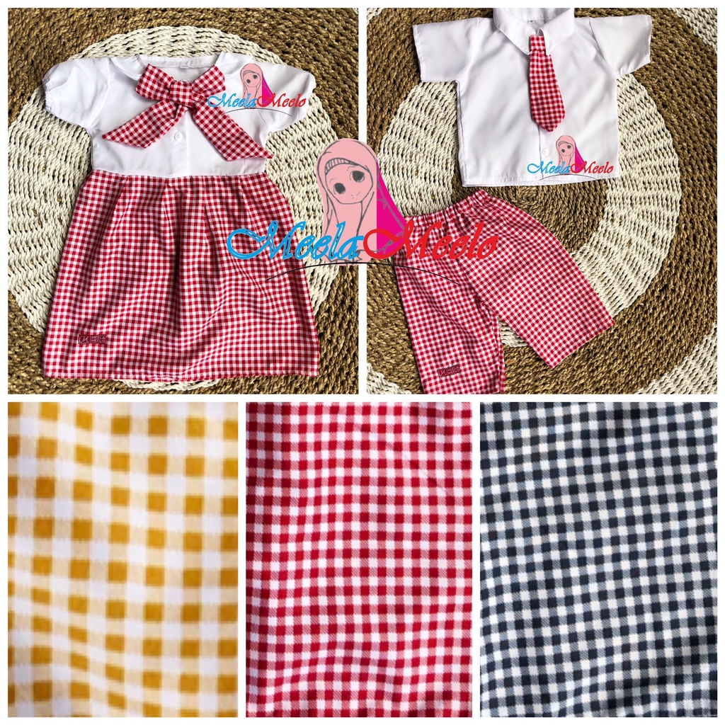 Korean Style Milea Dilan Oneset Kotak Anak Laki-Laki Perempuan Premium Dan Pita Anak Bahan Adem Orie