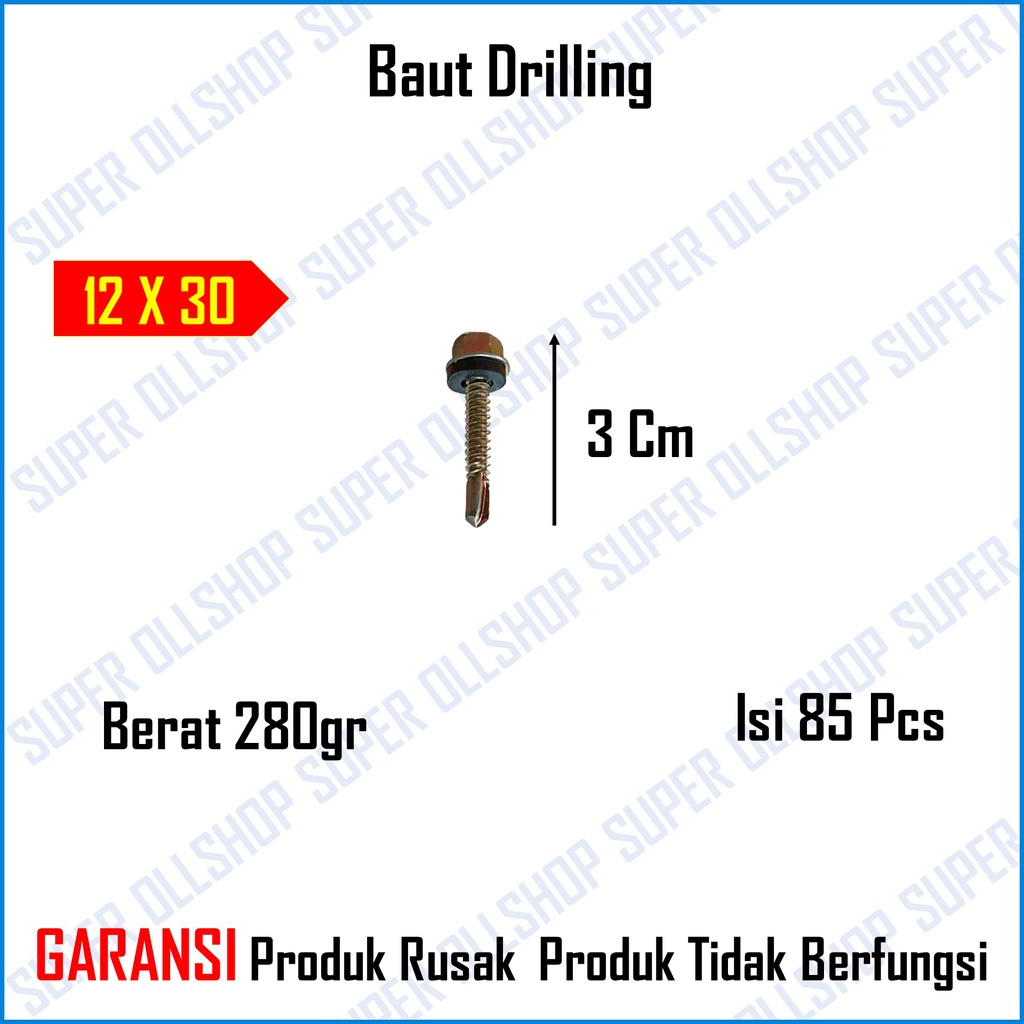 Sekrup Roofing Kuning 12X20 2 Cm / Baut Baja Ringan Drilling 12X30 3 Cm / Baut Skrup Driling 12X25 2.5 Cm 12X40 4 Cm Murah