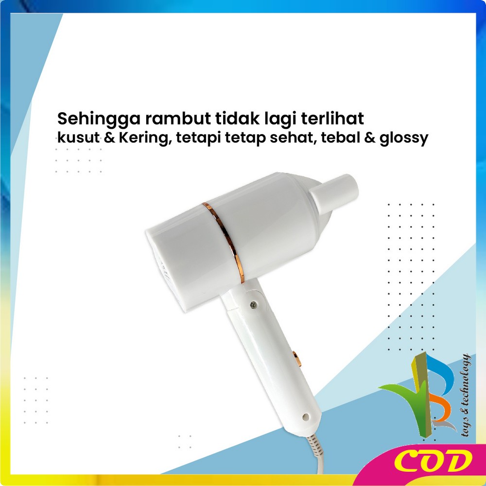 RB-K130 Hair Dryer Pengering Rambut Lipat Dengan Suhu Bisa Diatur Multifungsi / Pengering Rambut Mini / Penata Rambut Salon Kecantikan