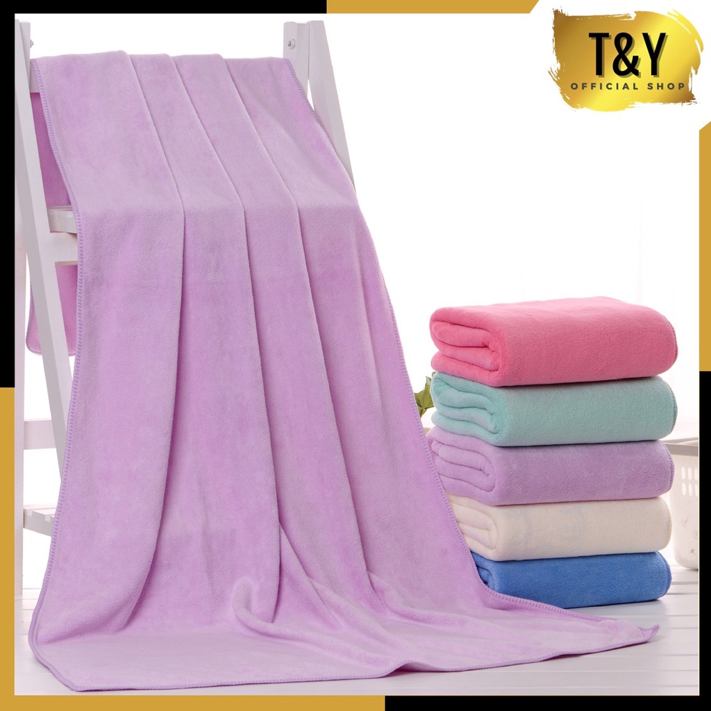 T&amp;Y Handuk Mandi Polos 156 X 83 Cm Handuk Jumbo Dewasa Microfiber Motif Polos Handuk Serap Air Bath Towel Murah Import