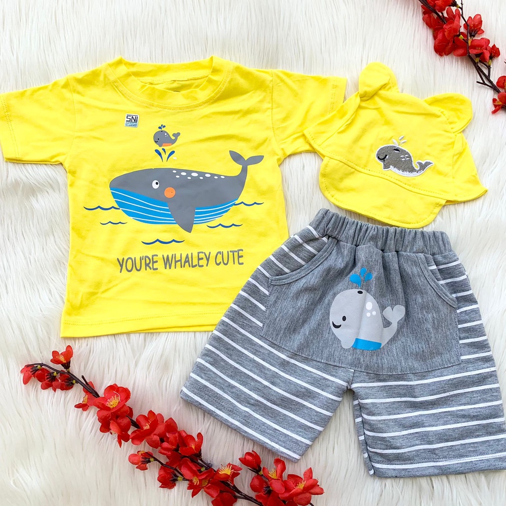 Baju setelan kaos celana kekinian fashion anak bayi cowok laki baby boy murah -sur