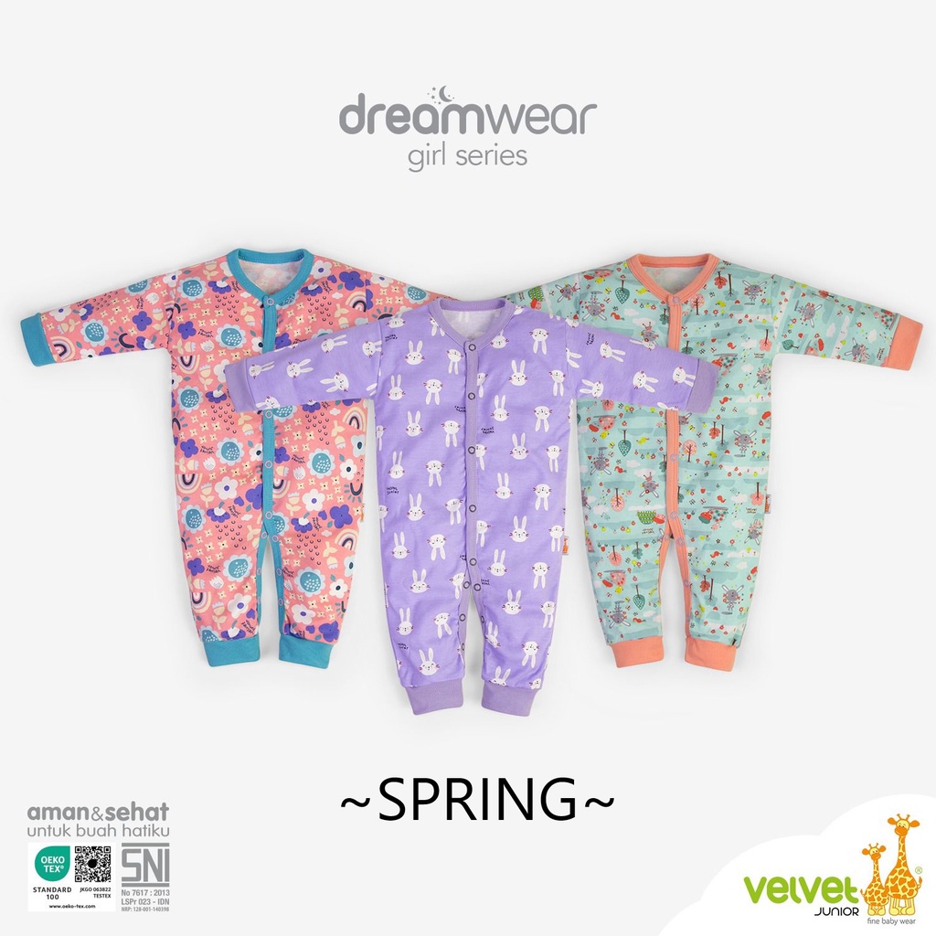 [BUKA KAKI] VELVET DREAMWEAR 3pcs Jumper Panjang Open Feet BUKA KAKI