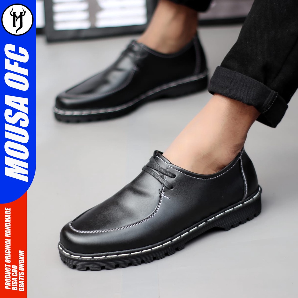 Sepatu Formal Pantofel Docmart Slip On Pria Hitam Mousa Loyi