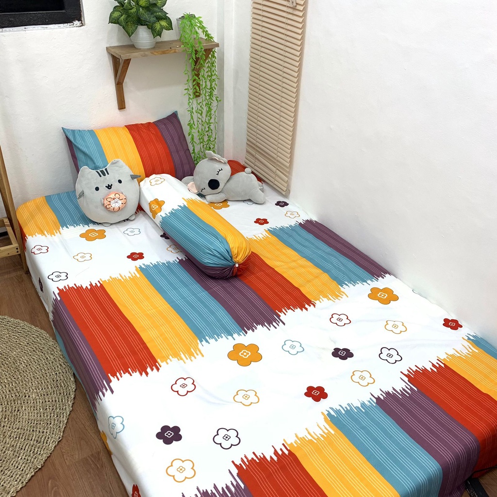 Bisa COD Sprei/Seprei Ukuran 120X200 tinggi 20 cm Sudah termasuk Sarung Bantal Dan Guling/Sprei Viral Aesthetic/Sprei Sudut Karet Embos Polos