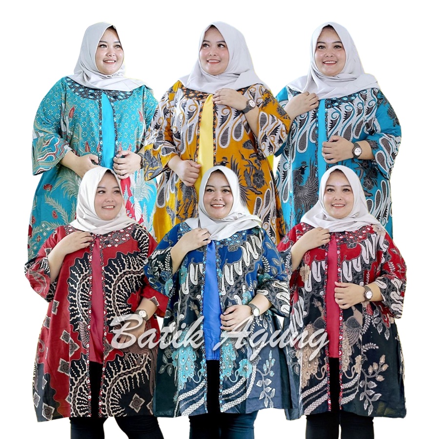 Atasan Baju Tunik Batik Mama Ibu Hamil Bumil Ukuran Super Jumbo Ld 140 Oversize Modern Cantik Murah