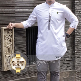 Alzetha Baju Koko Kurta Pakistan lengan  3/4 Pria Dewasa bahan Toyobo premium model lengan berkancing