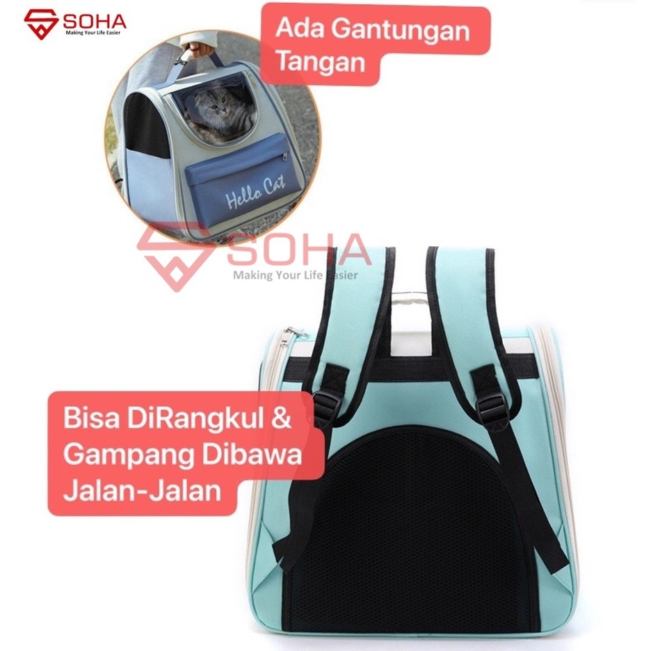 AHP-02 Tas Ransel Pet Hewan Kucing Anjing Bag Travel Pet Bahan Waterproof &amp; Transparan