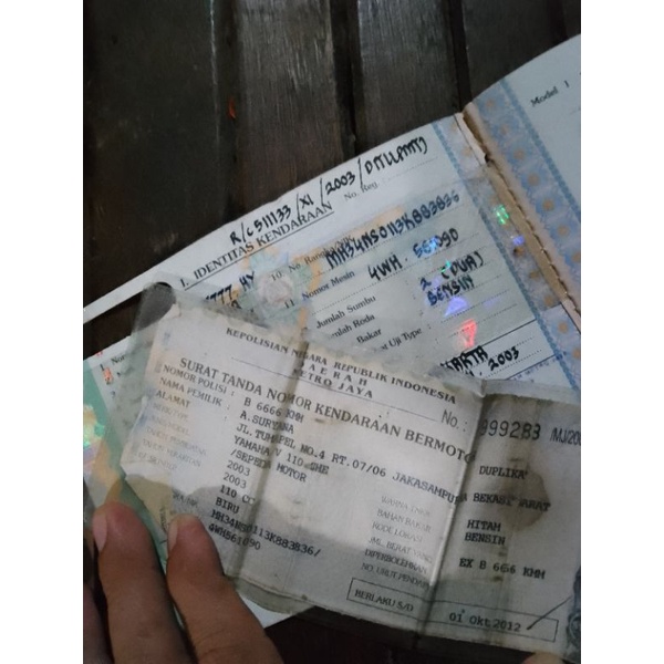 Dokumen 2003 fiz R warna BIRU nopol polisi Cantik B 6666 kmm