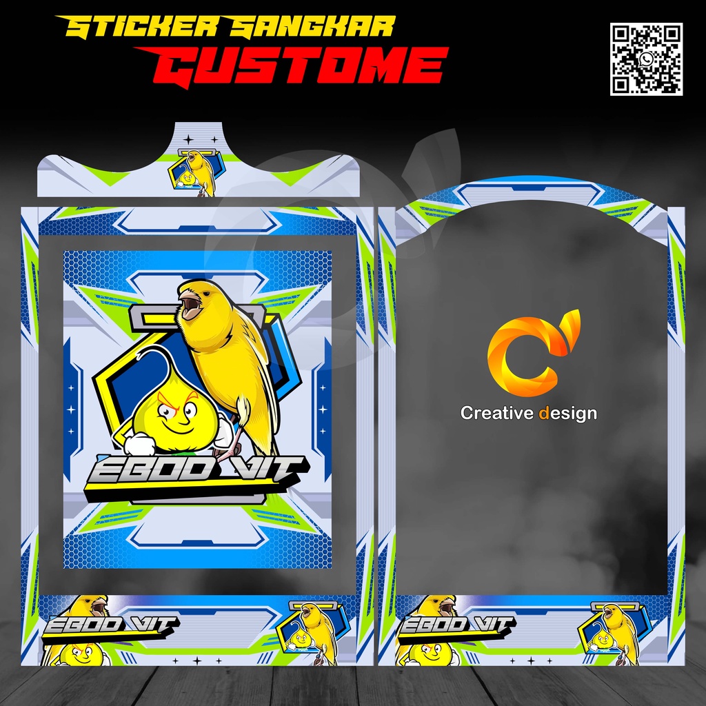 STICKER SANGKAR KOTAK CUSTOME BURUNG KENARI