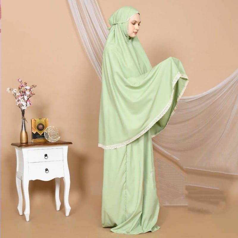 Mukena Dewasa Katun Polos Series Renda Mewah Fatimah + Tas
