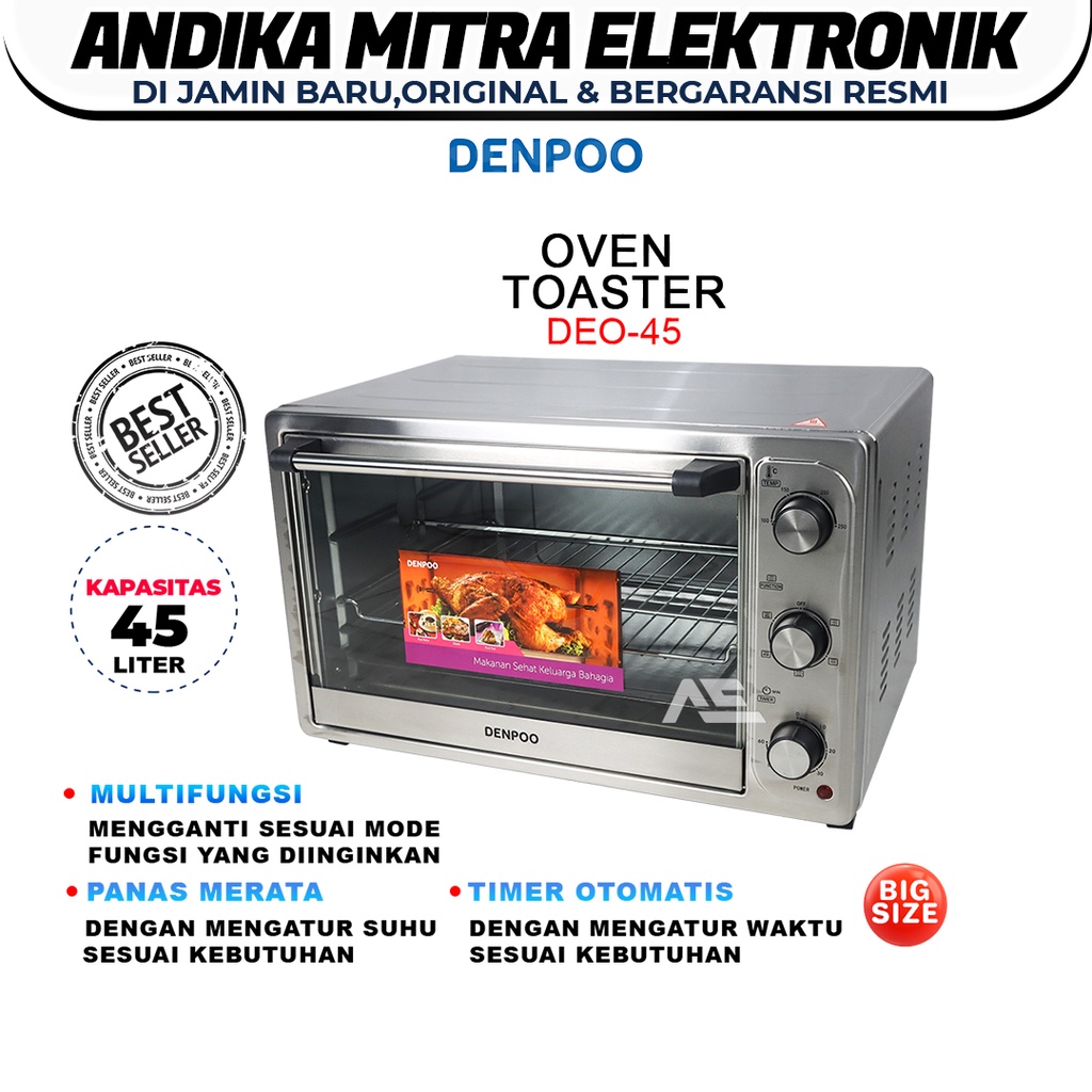 OVEN LISTRIK DENPOO DEO 45 ( 45 LITER ) KAPASITAS BESAR DAN SUPER HEMAT LISTRIK