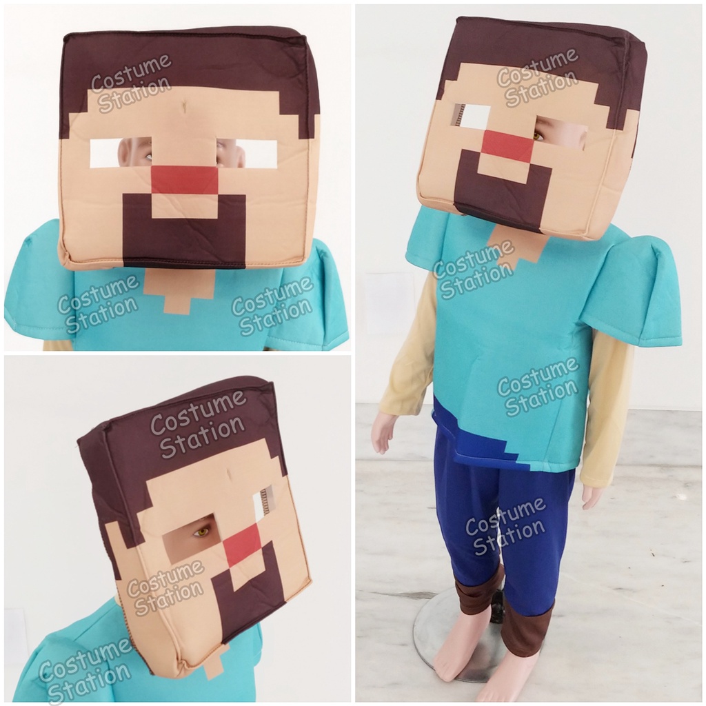 Kostum Minecraft Steve / Costume Game Mainan anak