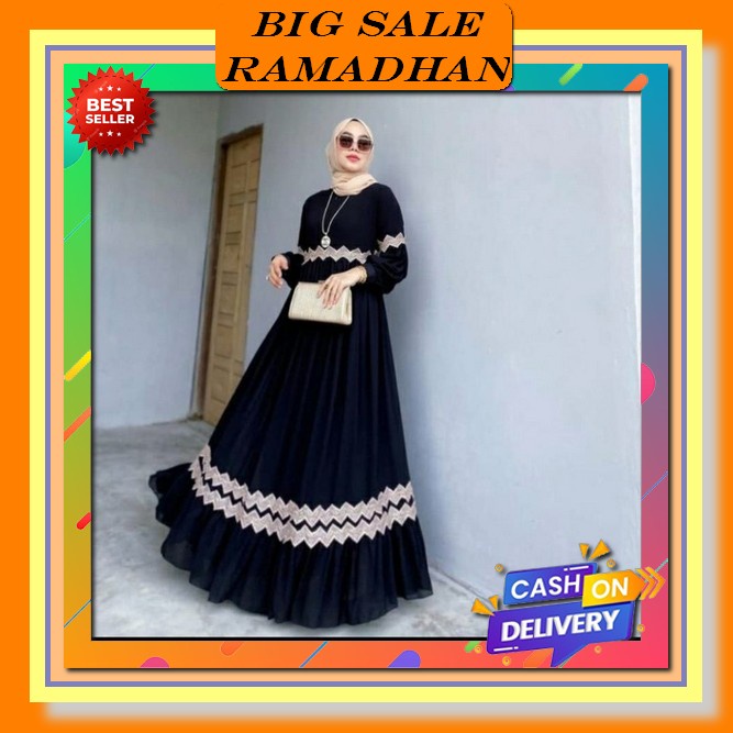 Serina Dress Bahan Crinkle Airflow / Baju Gamis Wanita Terbaru / Gamis Putih 5 Varian Warna / Busui 