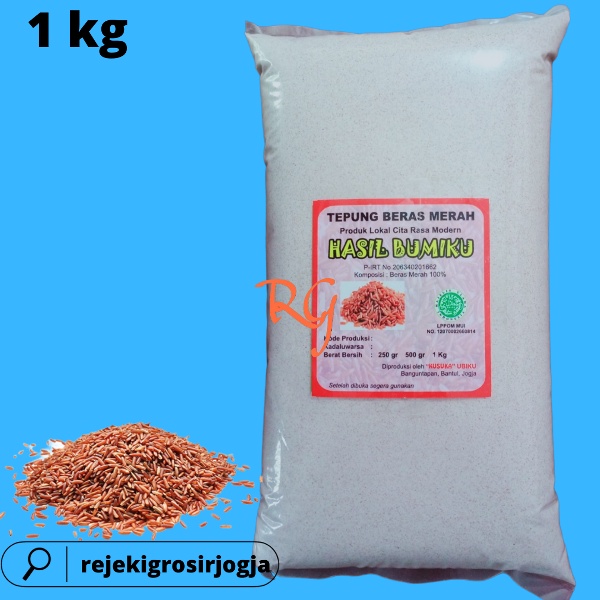 Tepung Beras Merah Organik kemasan 1 kg/Tepung Beras Merah MPASI Organik/Tepung Beras Merah Gluten F