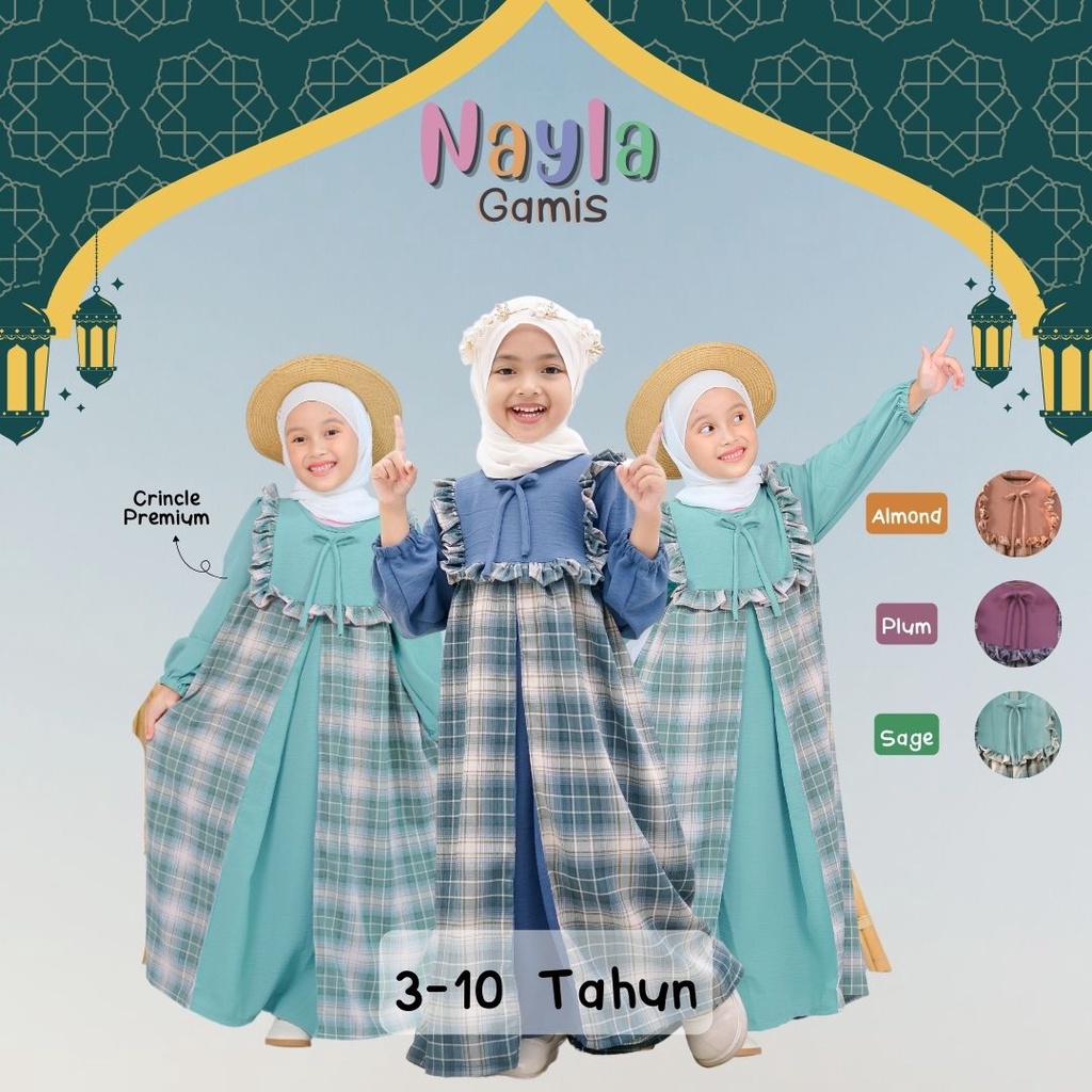 Nayla Gamis - busana muslim anak perempuan gamis lebaran anak perempuan 2 3 4 5 6 7 8 9 10 tahun dre