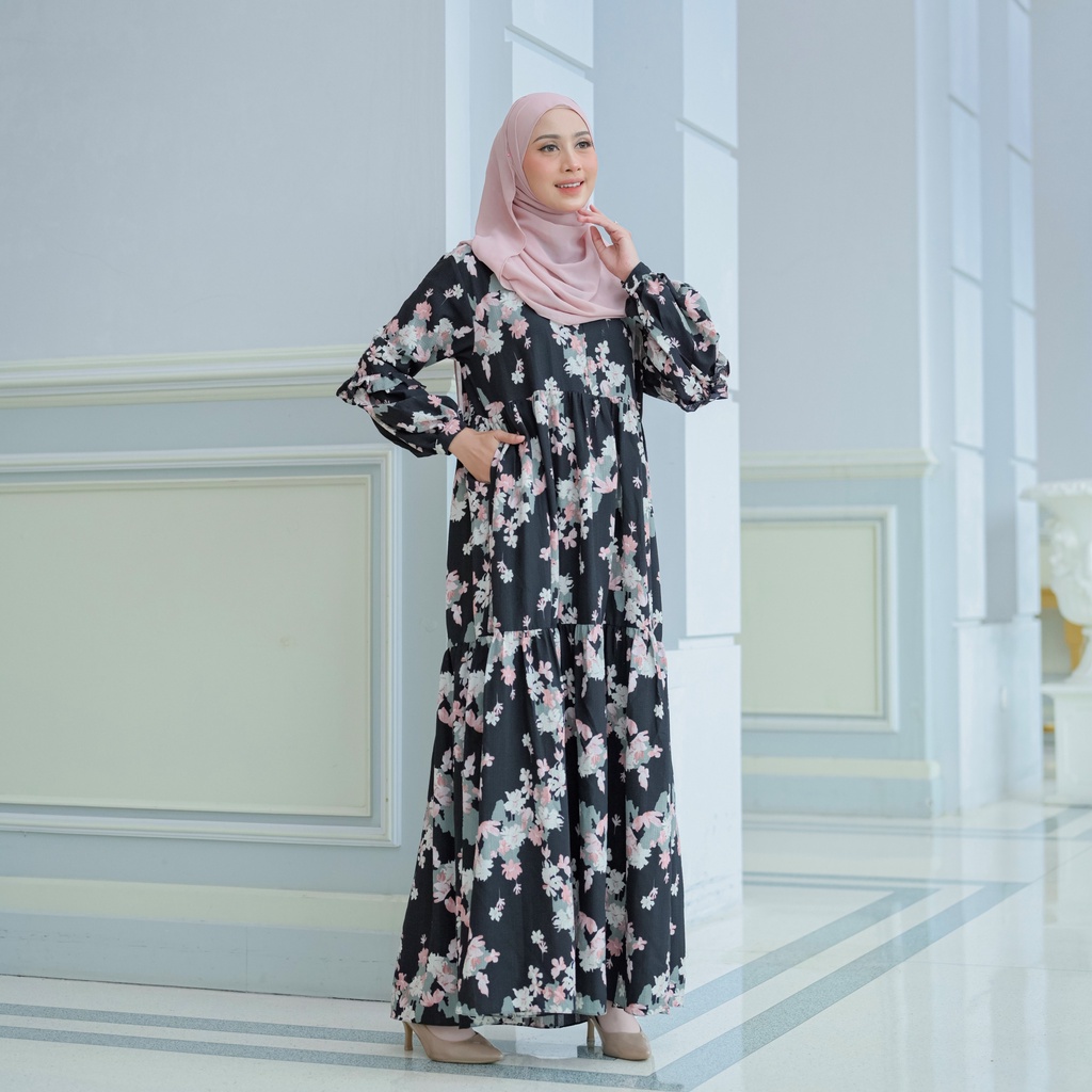 Ladybydiana NADA DRESS Gamis Remaja Untuk Lebaran Bahan Square Crincle Busui Friendly