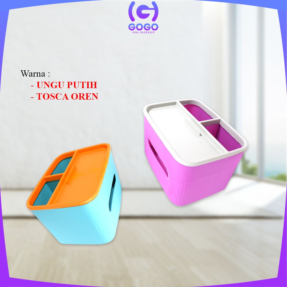 GOGO-C826 Kotak Tissue Plastik Box Storage Kotak Penyimpanan Multifungsi / Kotak Tempat Tisu Holder Remote Phone Kosmetik Serbaguna