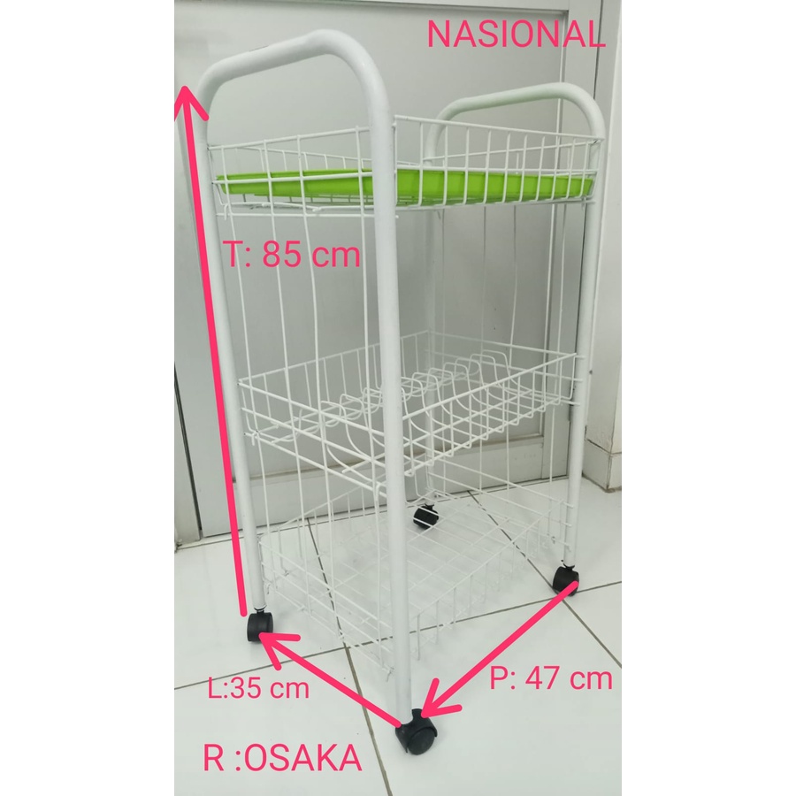 Rak Besi Roda Susun 3 Serbaguna Osaka