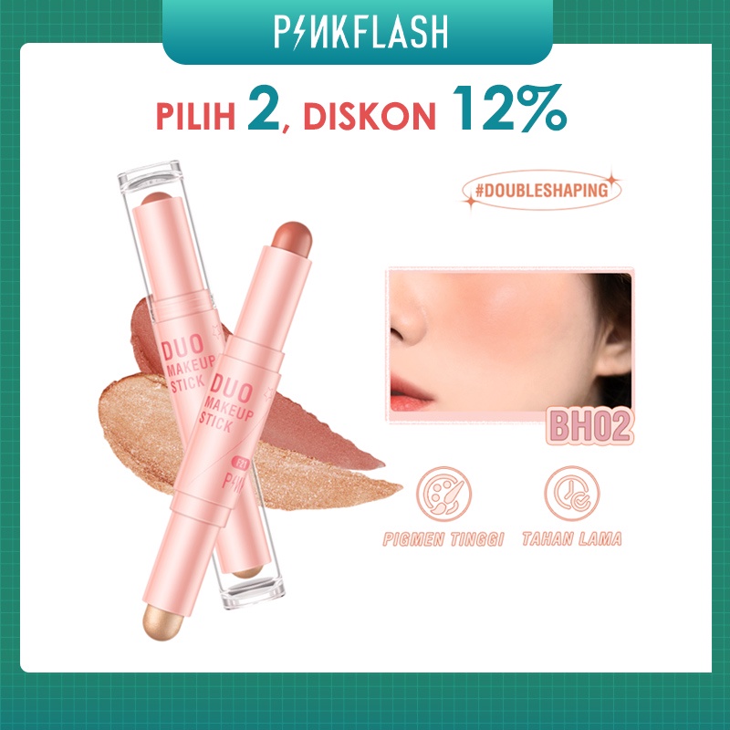 PINKFLASH Double-Shape Blush On Stick Blusher Face Makeup Stick Creamy Smooth PF-F21-B