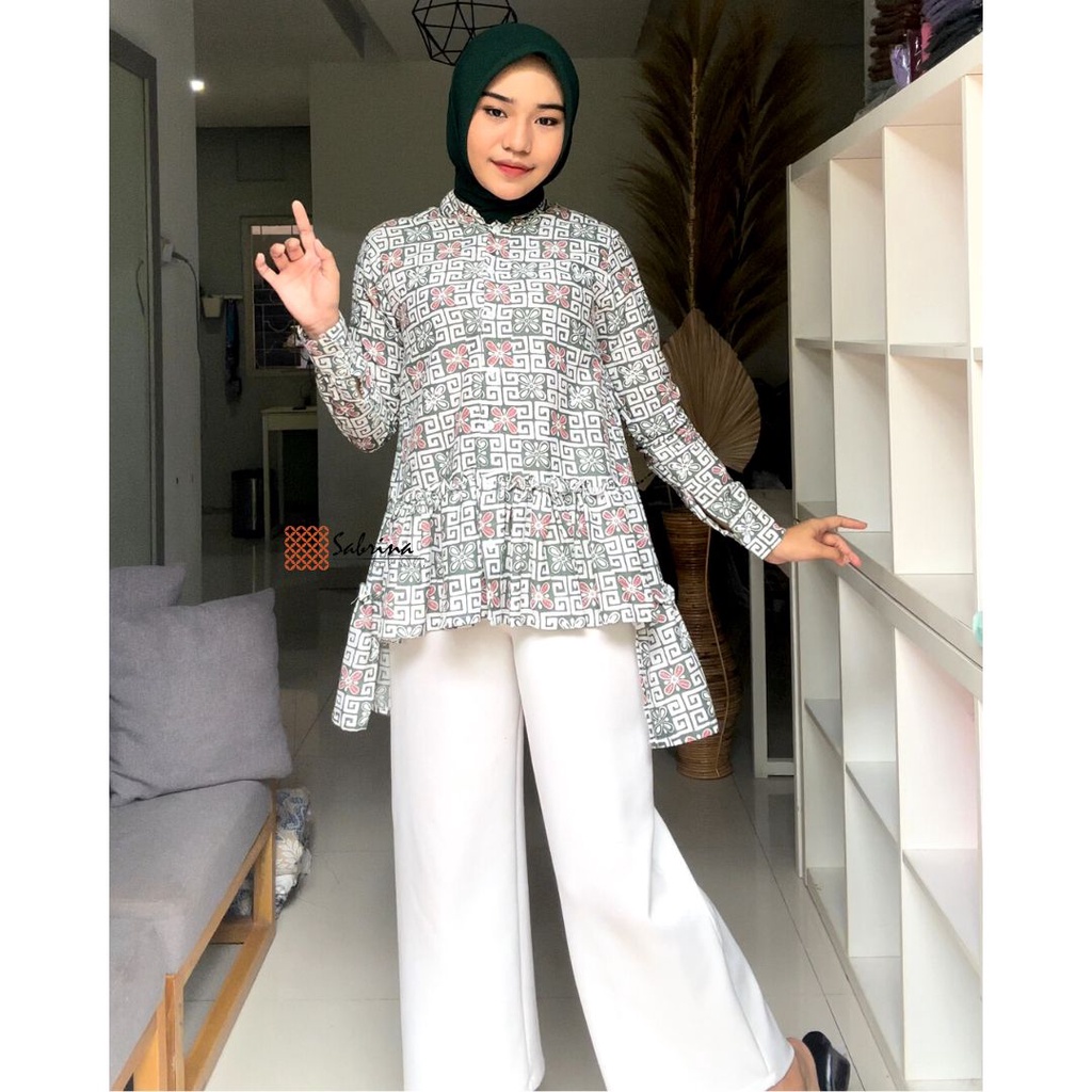 DAHAYU BLOUSE Atasan Kemeja Batik Kerja Kantor Wanita Print Katun Soft Pastel Busui Modis Modern Kekinian