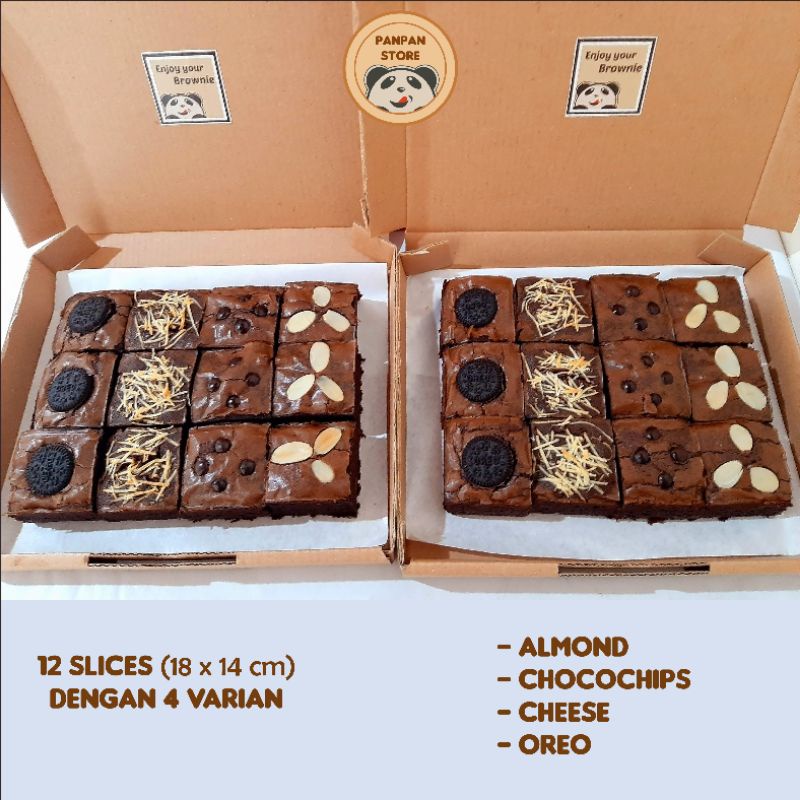 

Fudgy Brownies Dark Chocolate Premium 18 x 14 cm (FREE COOKIES) / Kue Brownies Panggang Sekat 12 pcs