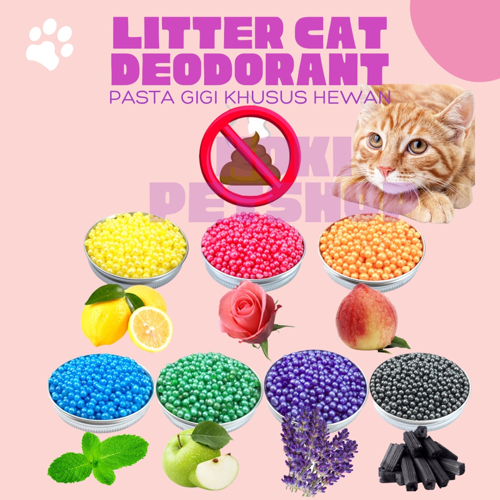 [BISA COD] PEWANGI PASIR KUCING CAT LITTER DEODORIZER 50GR LITTER DEODORANT BEADS WITH ACTIVATED CHARCOAL PENGHILANG BAU PASIR KUCING