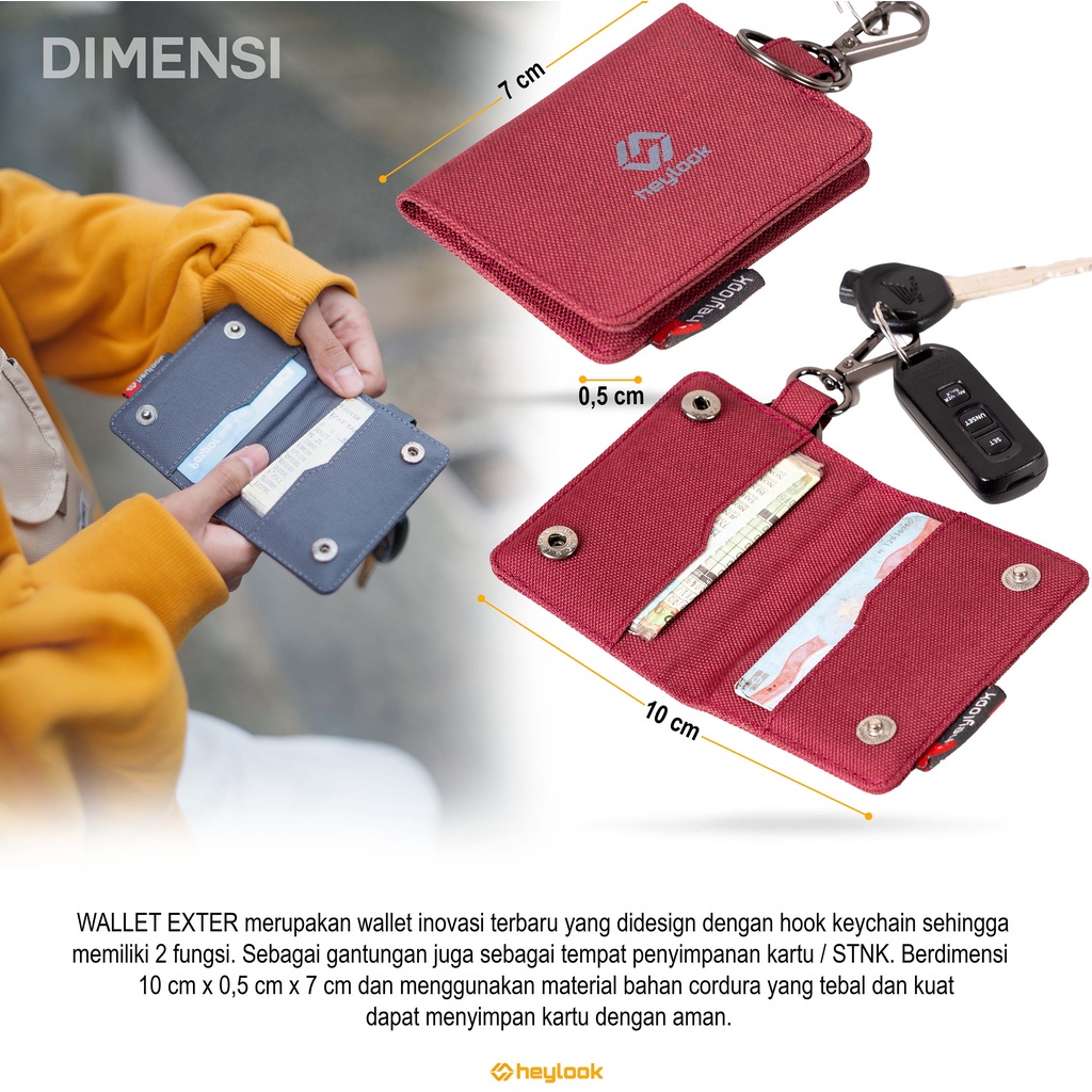 Key Wallet Gantungan Kunci Mobil Motor Stnk Etoll Dompet Kunci Kendaraan Pouch Case Key -   HITAM