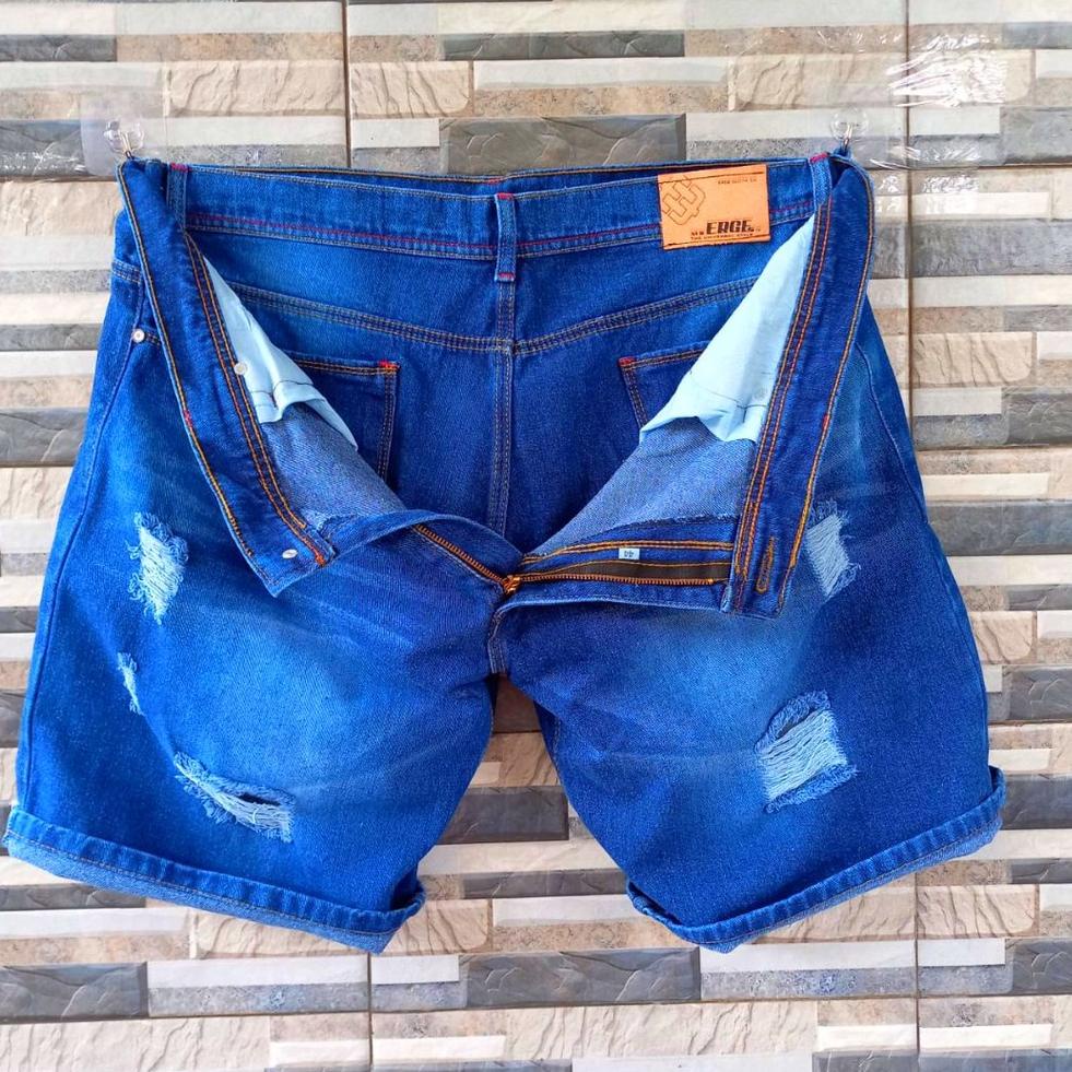 ↳ Celana jeans pendek pria ripped sobek jumbo big size 32 - 44 BELANJA MURMER 88I