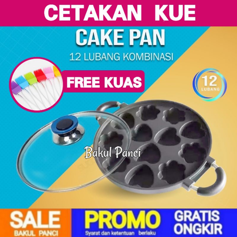 CETAKAN KUE 12 VARIASI + TUTUP KACA - CAKE PAN - MARTABAK MINI - CETAKKAN KUE LUMPUR PUKIS PANCONG S
