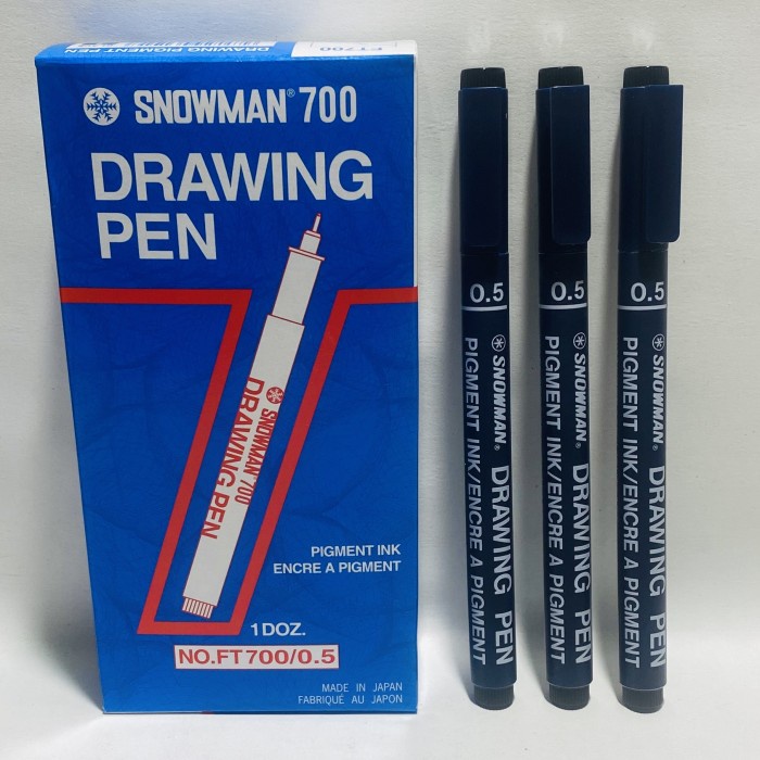 

Dpen Drawing Pen Snowman 0.5 No.Ft 700 ( Hitam ) / 1 Box Isi 12 Pcs
