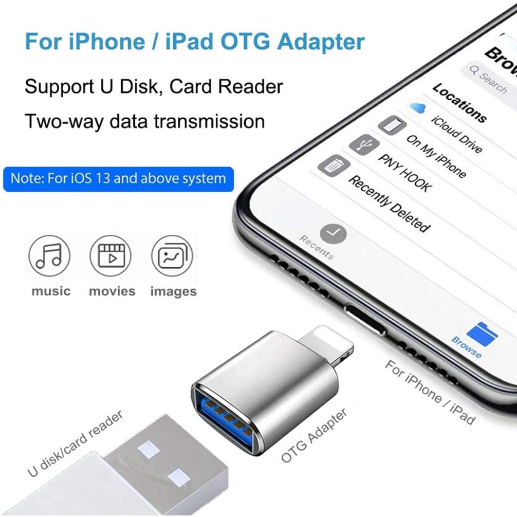 Actual ✨Light -ing OTG USB 3 Camera adapter 4in1 HUB  i-phone Port USB 3.0 High Speed Up to 5Gbps Free send  i-phone/type C OTG Laptop PC/Notebook/Computer