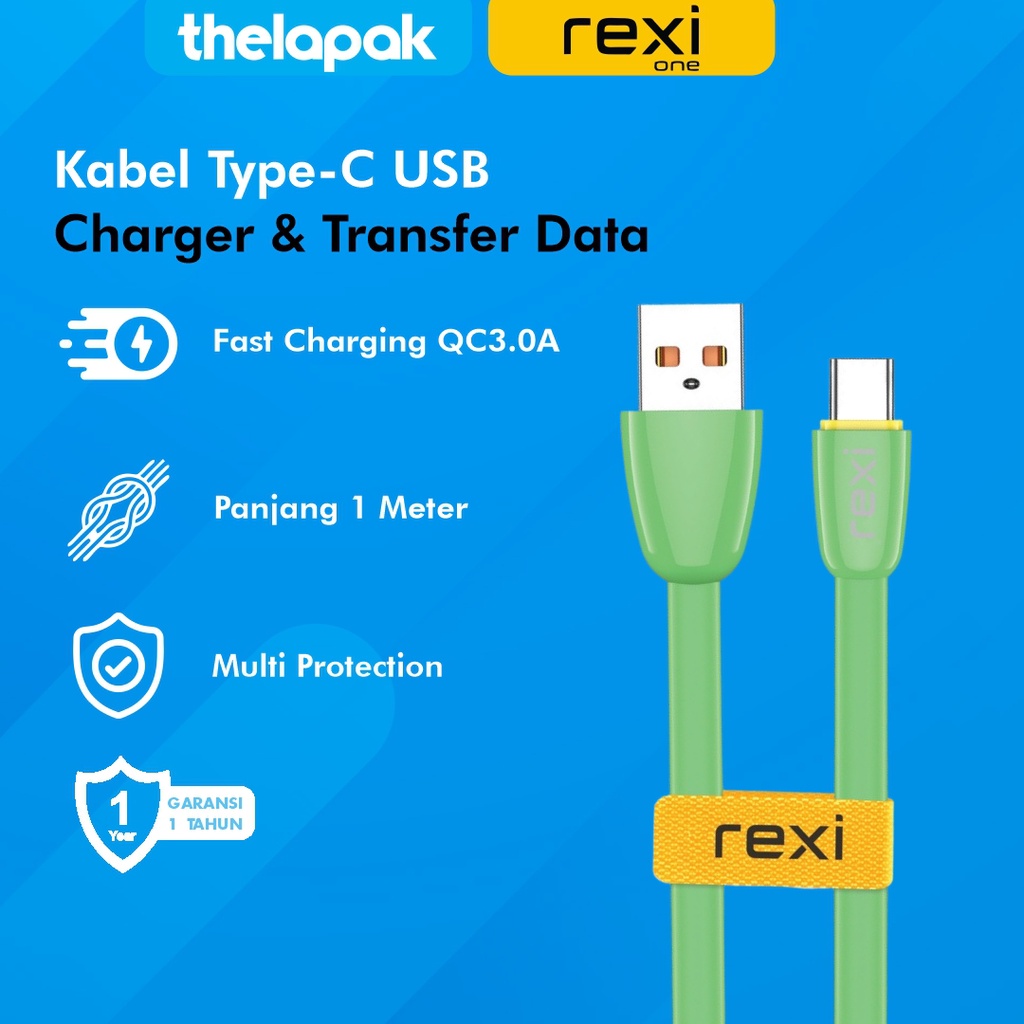 Kabel Data USB Type C Rexi KF01-C Cable Type-C Fast Charging 3A Garansi