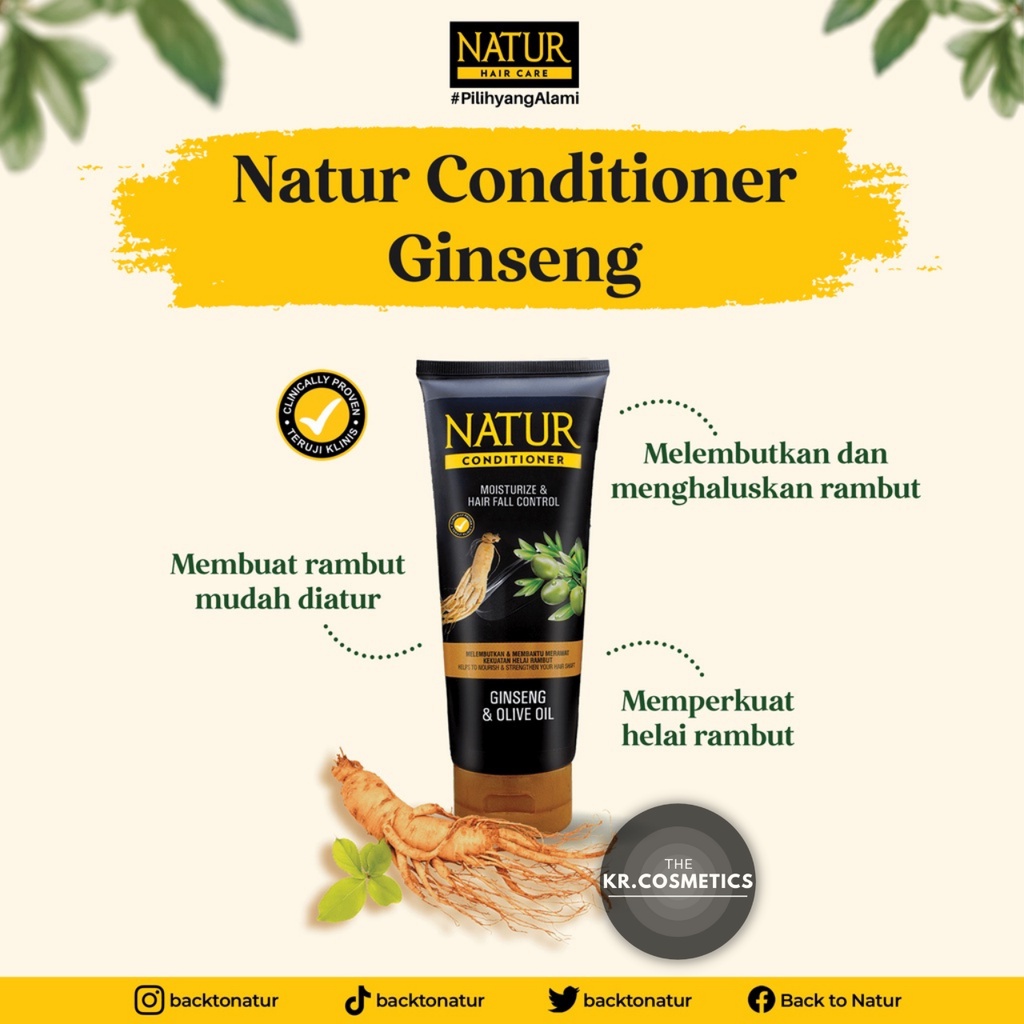 NATUR HAIR CARE Conditioner 165ml - Olive Oil &amp; Aloe Vera | Ginseng &amp; Olive Oil | Moringa Oleifera &amp; Sweet Almond