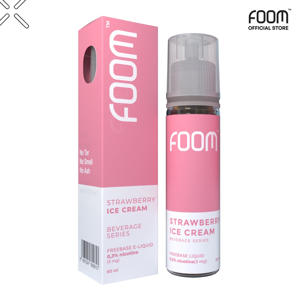 Jual Liquid FOOM Strawberry Ice Cream 60ML Freebase nic 3mg / 6mg