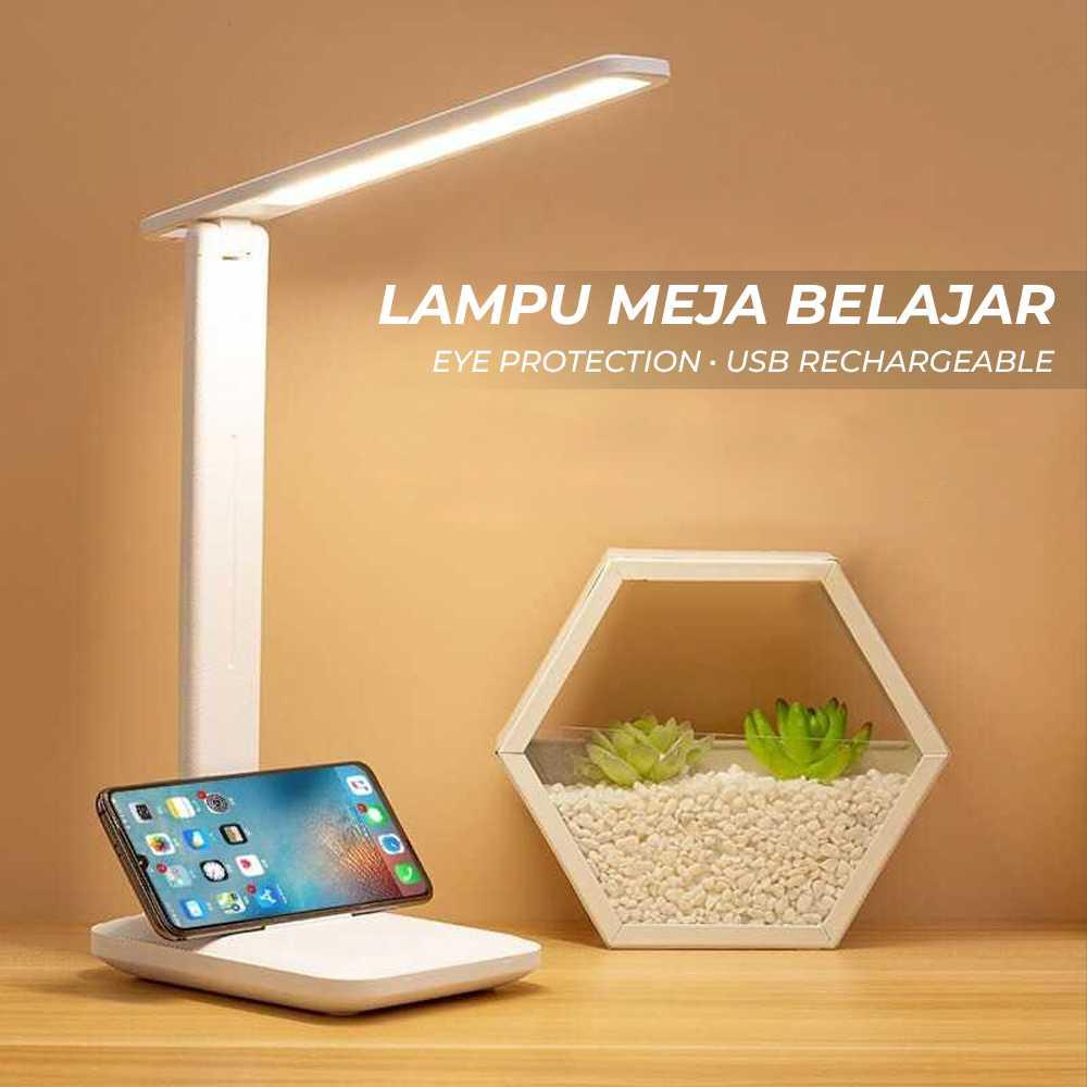 Lampu Meja Belajar LED Eye Protection Rechargeable 3 Color - K8E-PRO - White