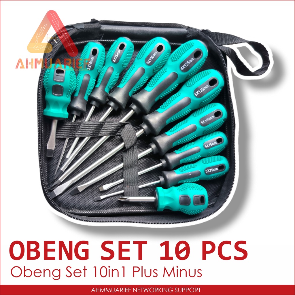 10 in 1 Obeng Set Serbaguna Kunci Shock Set Multifunction Screwdriver Obeng Serbaguna Min Plus Panjang Pendek Magnetic Reparasi Head