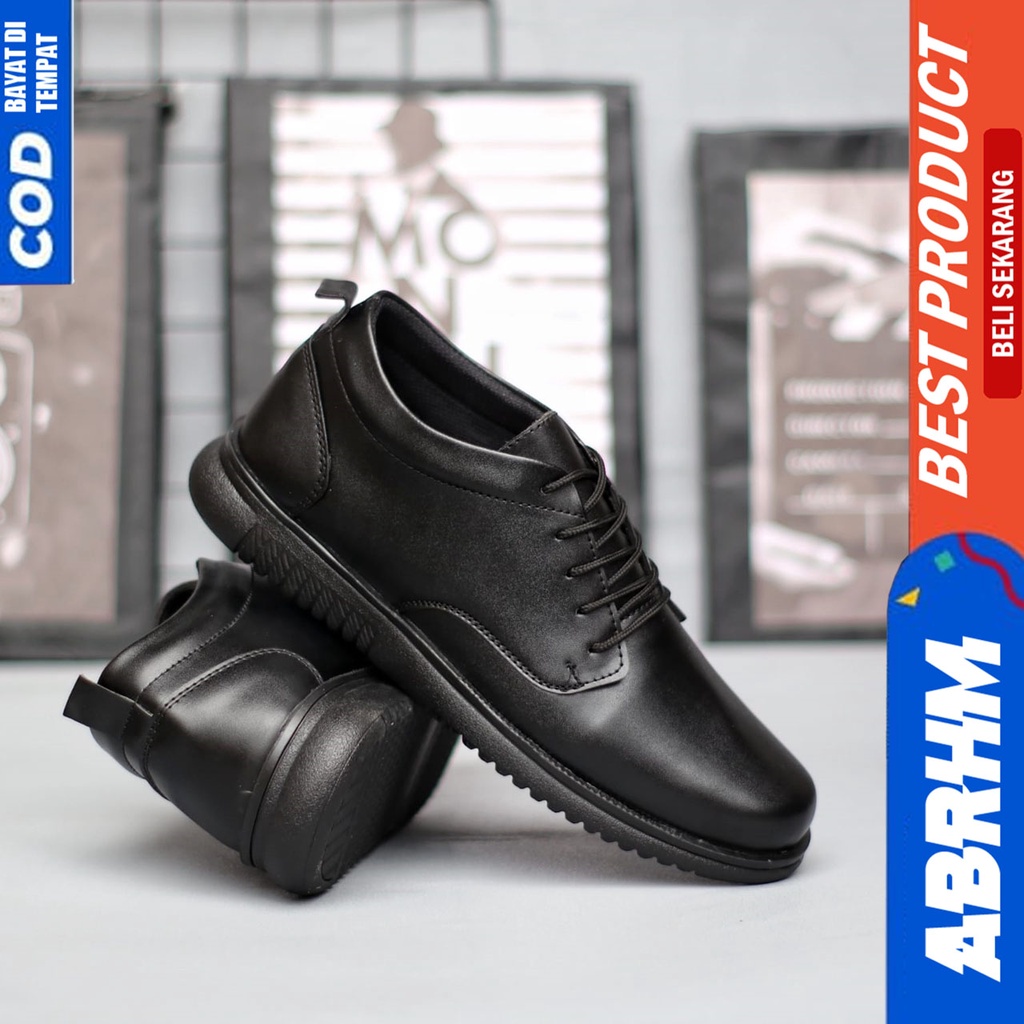 Sepatu Pantofel Formal Pria Casual Hitam Kerja Kantor Abrhm JIGEN