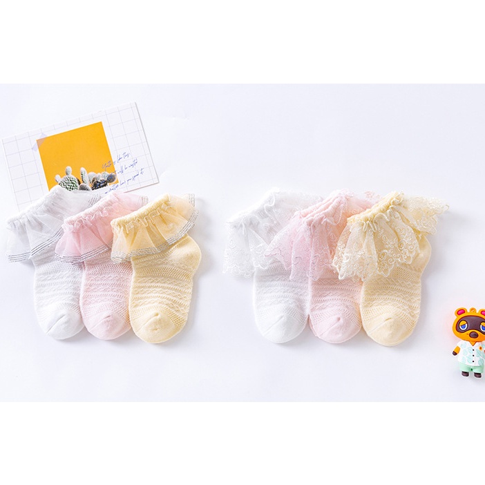 FYGALERY KS12 Kaos Kaki Renda Bayi Perempuan Katun Baby Socks Nyaman Murah