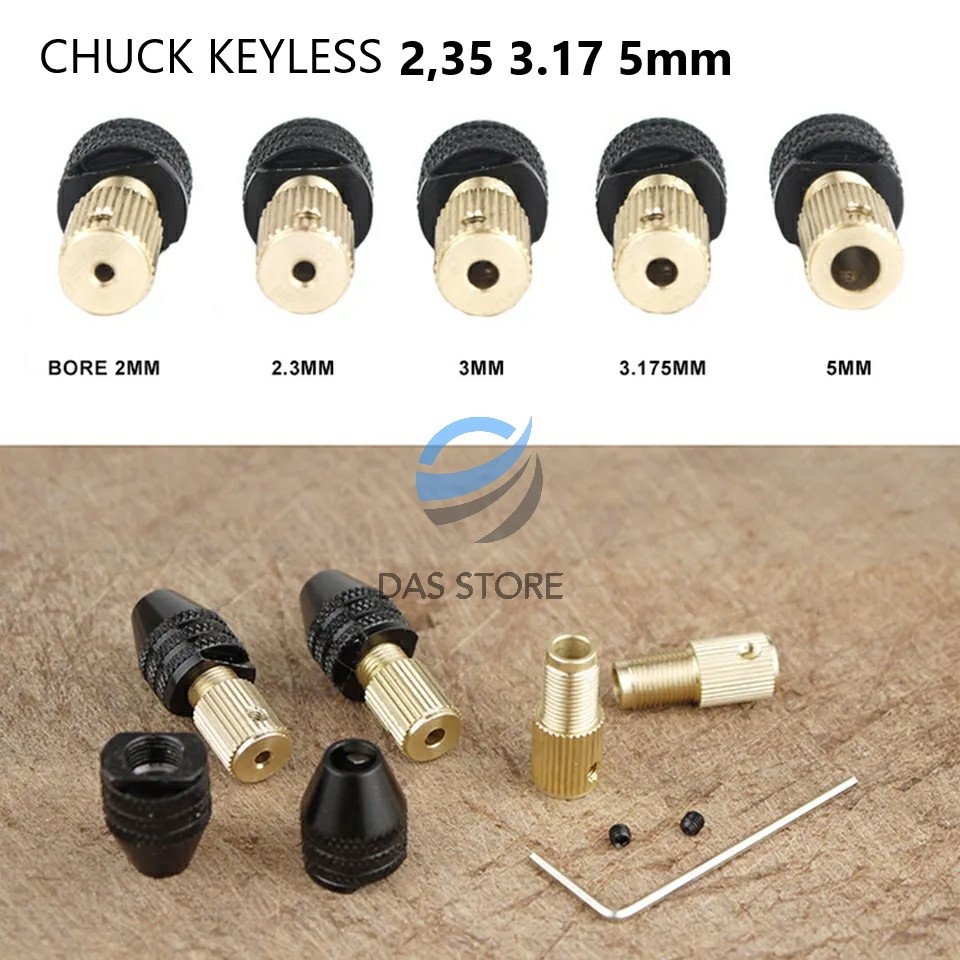 Kepala bor mini Chuck keyless universal 3.17mm 2.3mm 5mm mini bor grinder