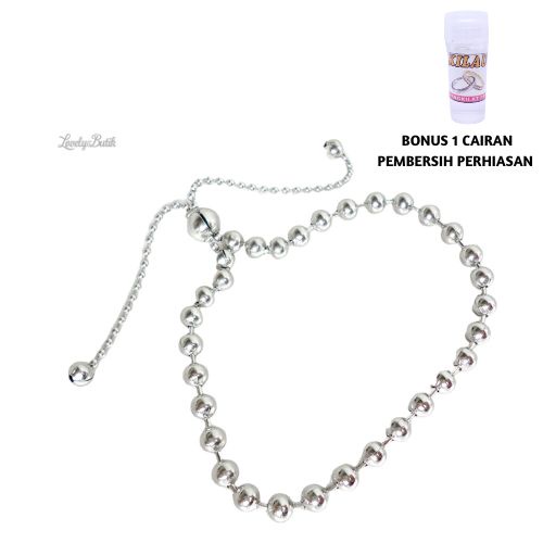 Gelang Serut Stainless Anti Karat V1ra Baja Putih Wanita Remaja Bonus 1 Cairan Pembersih - Lovelybutik