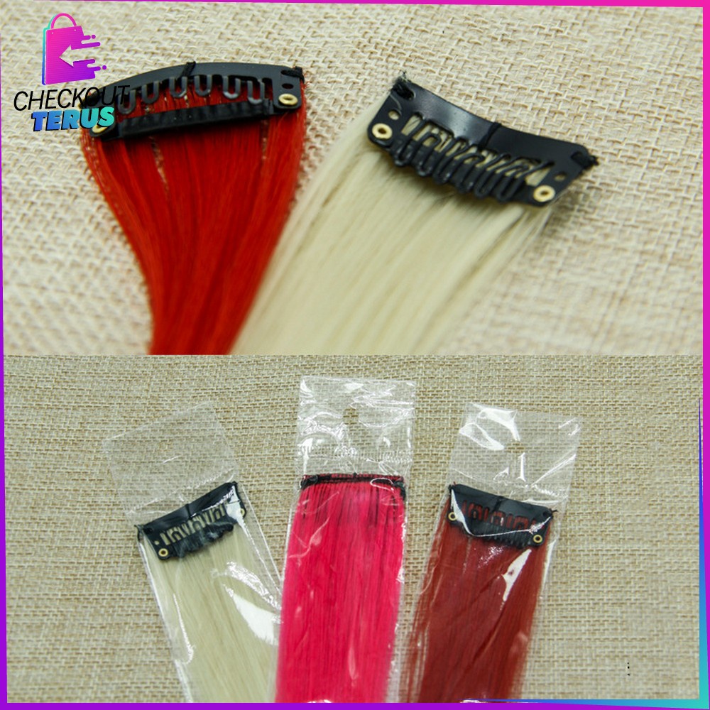 CT K144 Wig Jepit Rambut Palsu Lurus Panjang Single Hair Extention Colourful Wanita Hair Clip Cewek Korea Warna Warni Import